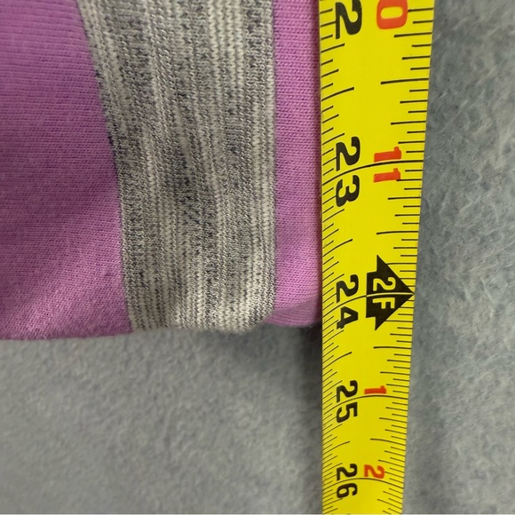 T by Talbots 2XP Mock Neck Pullover Top Pink Grey Stripe Tunic Long Sleeve - Picture 10 of 10